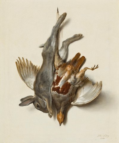 A Young Rabbit and Partridge hung by the Feet by Jean Baptiste Oudry